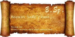 Bozsin Szíriusz névjegykártya